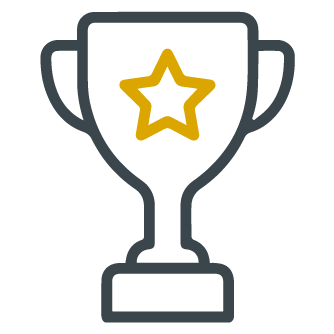 An icon of a trophy with a star in the middle.